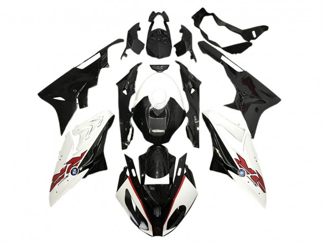 Lojas Carenagens Moto BMW S1000RR 2015-2016 - Branco Preto Fibra de Carbono