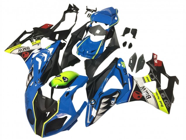 Lojas Carenagens Moto BMW S1000RR 2009-2014 - Azul Amarelo Vermelho Preto Tubarão VR 46