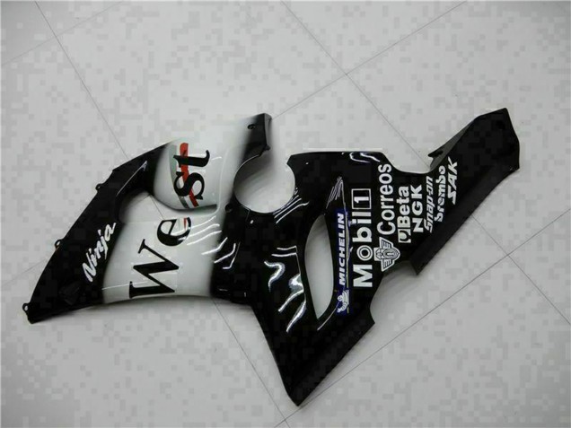 Lojas Carenagens Moto Kawasaki ZX6R 2005-2006 - Preto Brilhante Branco West