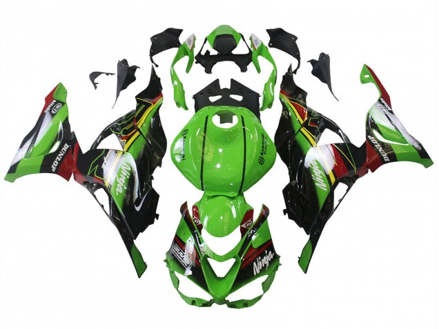 Lojas Carenagens Moto Kawasaki ZX6R 2023-2025 - Verde Preto Vermelho Amarelo Dunlop