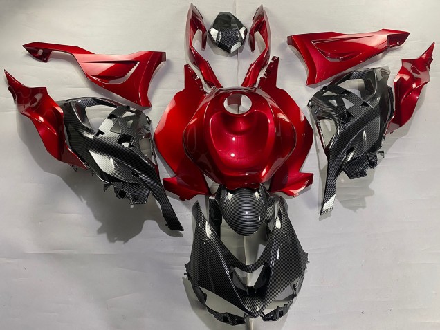 Lojas Carenagens Moto Kawasaki ZX6R 2023-2025 - Vermelho Fibra de Carbono