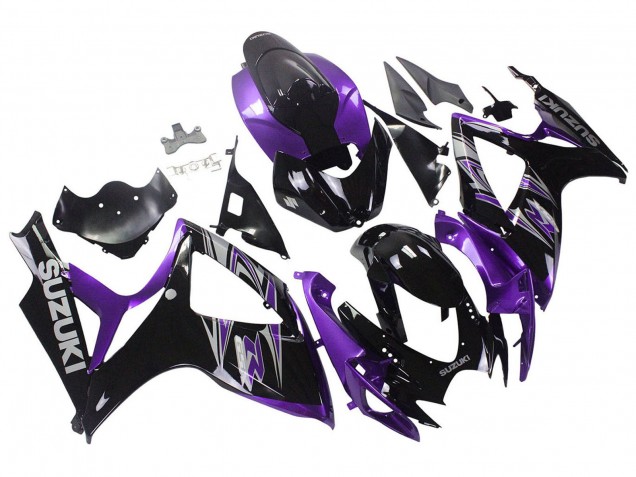 Lojas Kits Carenagem Moto Suzuki GSXR 600 / GSXR 750 2006-2007 - Roxo Preto Brilhante