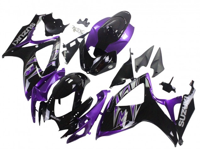 Lojas Kits Carenagem Moto Suzuki GSXR 600 / GSXR 750 2006-2007 - Roxo Preto Brilhante