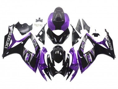 Lojas Kits Carenagem Moto Suzuki GSXR 600 / GSXR 750 2006-2007 - Roxo Preto Brilhante