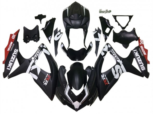 Lojas Carenagens Moto Suzuki GSXR 600 / GSXR 750 2008-2010 - Preto Fosco Vermelho Branco