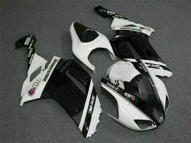 Lojas Carenagens Moto Kawasaki ZX6R 2007-2008 - Preto Branco Elf