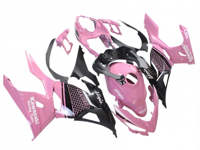 Lojas Carenagens Moto Kawasaki Ninja 400 2018-2024 - Rosa Preto Fosco Honeycomb