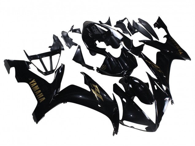 Lojas Carenagens Moto Yamaha YZF 1000 R1 2004-2006 - Preto Brilhante Ouro Decalques