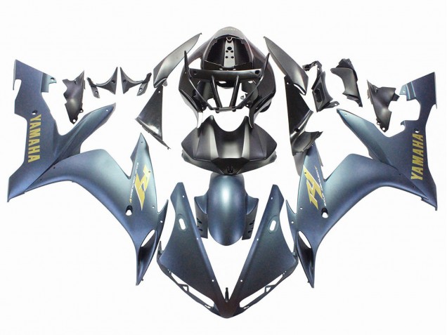 Lojas Carenagens Moto Yamaha YZF 1000 R1 2004-2006 - Azul Escuro Ouro Decalques