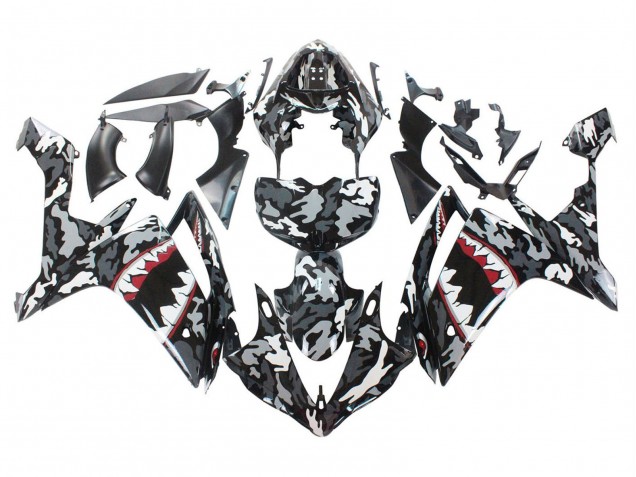 Lojas Carenagens Moto Yamaha YZF 1000 R1 2007-2008 - Cinzento Branco Camouflage Tubarão