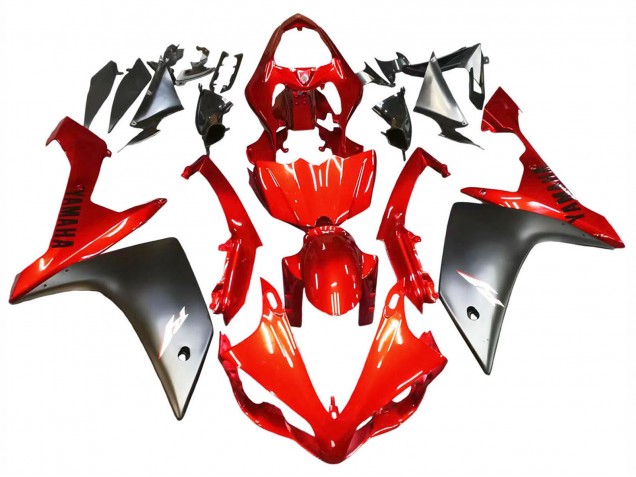 Lojas Carenagem Moto Yamaha YZF 1000 R1 2007-2008 - Vermelho Preto Fosco