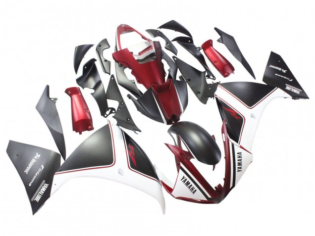 Lojas Carenagens Moto Yamaha YZF 1000 R1 2009-2011 - Vermelho Branco Preto Fosco