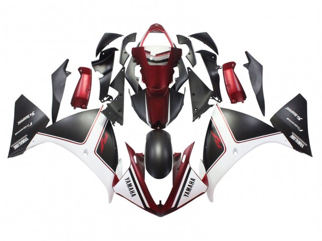 Lojas Carenagens Moto Yamaha YZF 1000 R1 2009-2011 - Vermelho Branco Preto Fosco