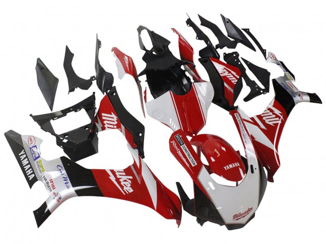 Lojas Carenagens Moto Yamaha YZF 1000 R1 2020-2025 - Branco Vermelho Preto Milwaukee