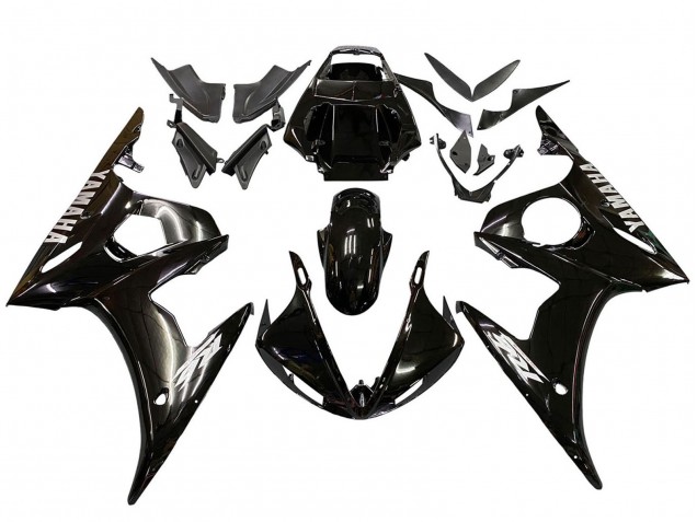 Lojas Carenagens Moto Yamaha YZF R6 2003-2004 - Preto Brilhante Branco Decalques