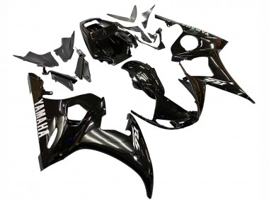 Lojas Carenagens Moto Yamaha YZF R6S 2006-2009 - Preto Brilhante Branco Decalques