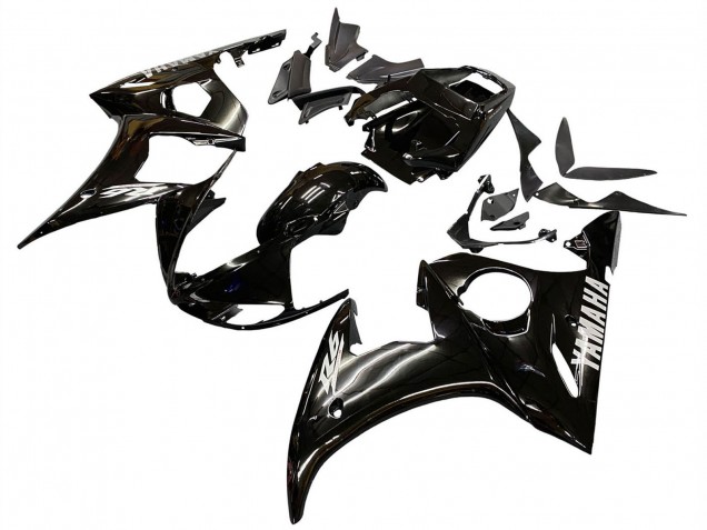 Lojas Carenagens Moto Yamaha YZF R6S 2006-2009 - Preto Brilhante Branco Decalques
