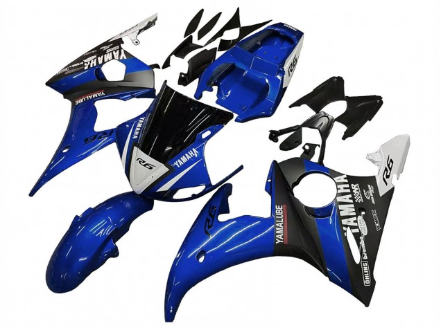 Lojas Carenagens Moto Yamaha YZF R6S 2006-2009 - Azul Branco Preto Brilhante Yamalube