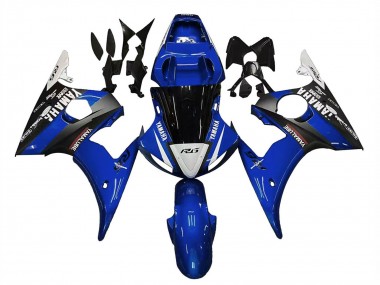 Lojas Carenagens Moto Yamaha YZF R6S 2006-2009 - Azul Branco Preto Brilhante Yamalube