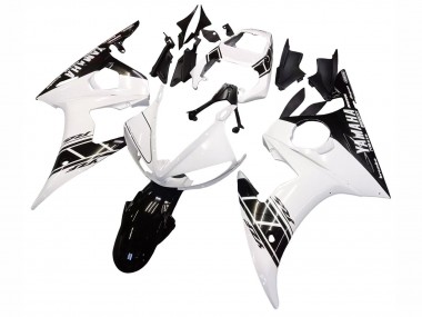 Lojas Carenagens Moto Yamaha YZF R6S 2006-2009 - Branco Preto Brilhante