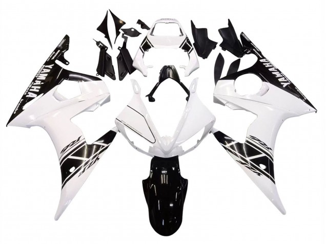 Lojas Carenagens Moto Yamaha YZF R6S 2006-2009 - Branco Preto Brilhante