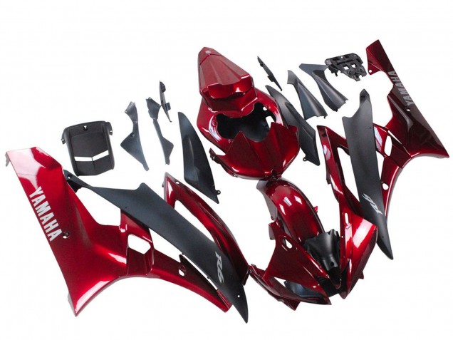 Lojas Carenagem Moto Yamaha YZF 600 R6 2006-2007 - Vermelho Preto Fosco