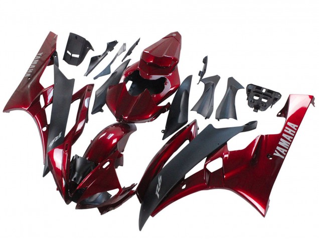 Lojas Carenagem Moto Yamaha YZF 600 R6 2006-2007 - Vermelho Preto Fosco