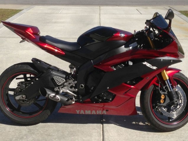 Lojas Carenagem Moto Yamaha YZF 600 R6 2006-2007 - Vermelho Preto Fosco