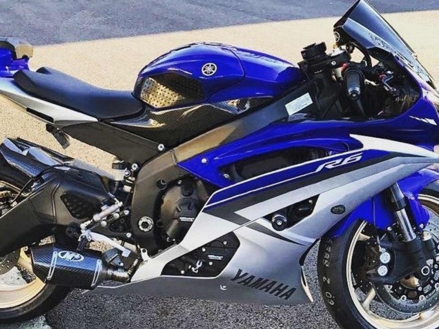 Lojas Carenagens Moto Yamaha YZF 600 R6 2008-2016 - Prata Azul
