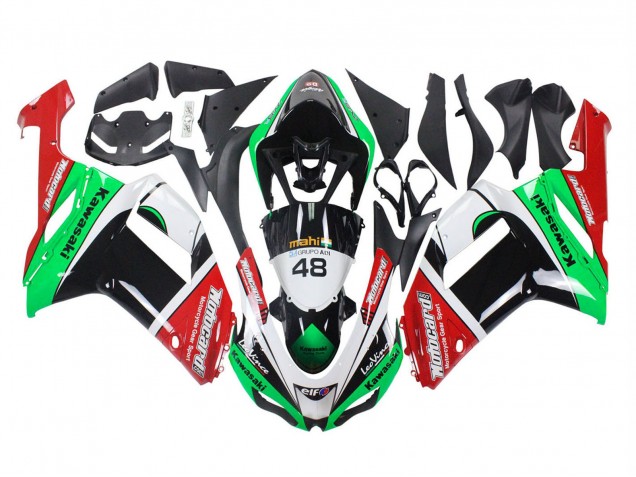 Lojas Carenagens Moto Kawasaki ZX6R 2007-2008 - Verde Vermelho