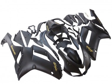 Lojas Carenagens Moto Kawasaki ZX6R 2007-2008 - Preto Fosco Amarelo Logo Ninja