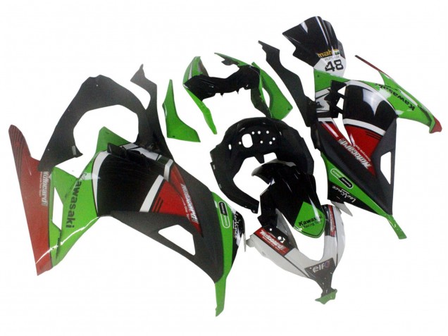Lojas Carenagens Moto Kawasaki EX300 2013-2024 - Verde Branco Vermelho Preto Elf