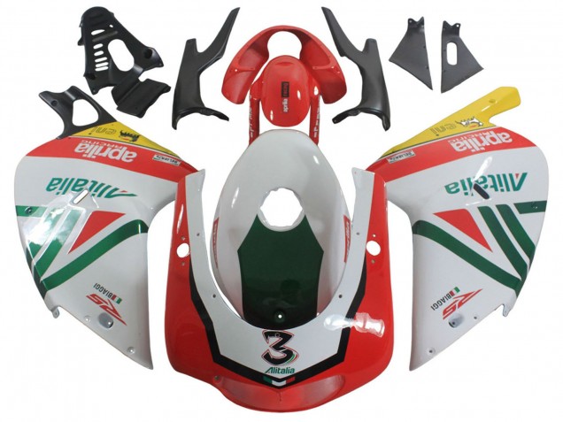 Lojas Carenagens Moto Aprilia RS125 2000-2005 - Branco Amarelo Verde Preto Alitalia 3