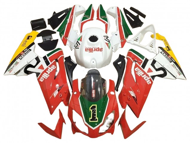 Lojas Carenagens Moto Aprilia RS125 2006-2011 - Branco Vermelho Verde