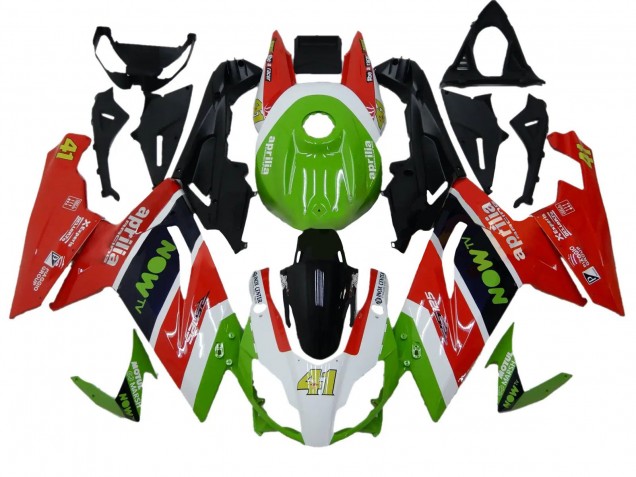 Lojas Carenagens Moto Aprilia RS125 2006-2011 - Verde Branco Vermelho Preto