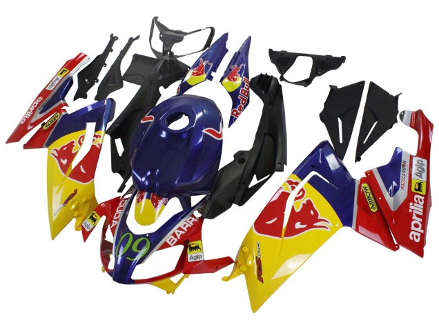 Lojas Carenagens Moto Aprilia RS125 2006-2011 - Amarelo Azul Escuro Red Bull