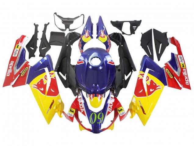 Lojas Carenagens Moto Aprilia RS125 2006-2011 - Amarelo Azul Escuro Red Bull