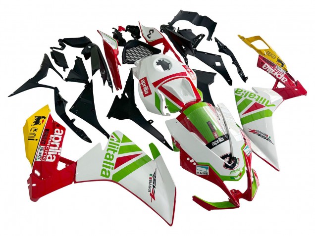 Lojas Carenagem Moto Aprilia RS4 50 125 2012-2018 - Branco Vermelho Verde Amarelo Alitalia