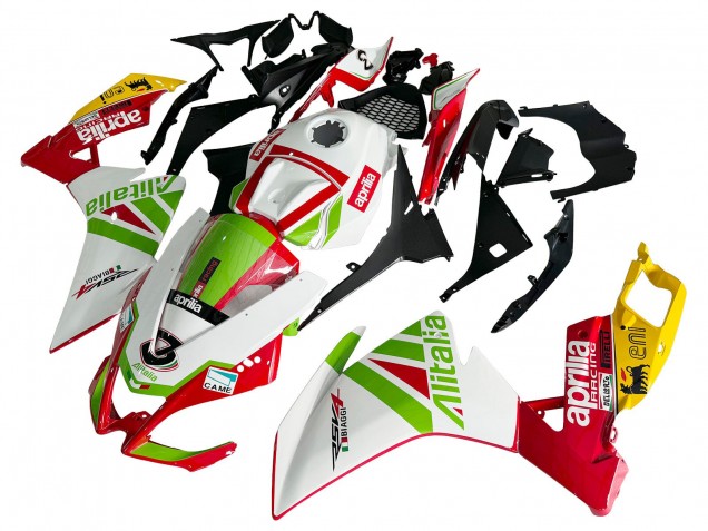 Lojas Carenagem Moto Aprilia RS4 50 125 2012-2018 - Branco Vermelho Verde Amarelo Alitalia