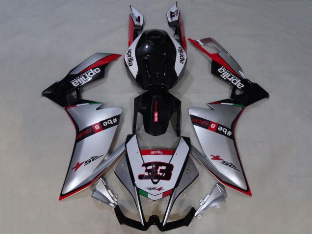 Lojas Carenagens Moto Aprilia RS4 50 125 2012-2018 - Prata Vermelho Preto Brilhante