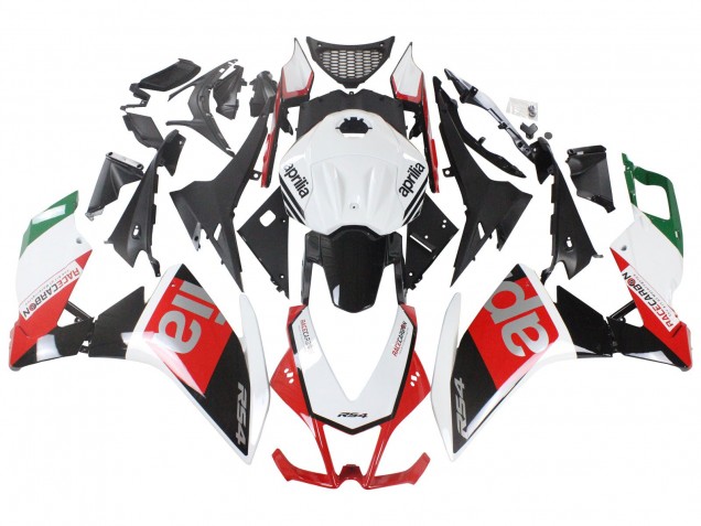 Lojas Carenagens Moto Aprilia RS4 50 125 2012-2018 - Branco Vermelho Verde Preto Brilhante