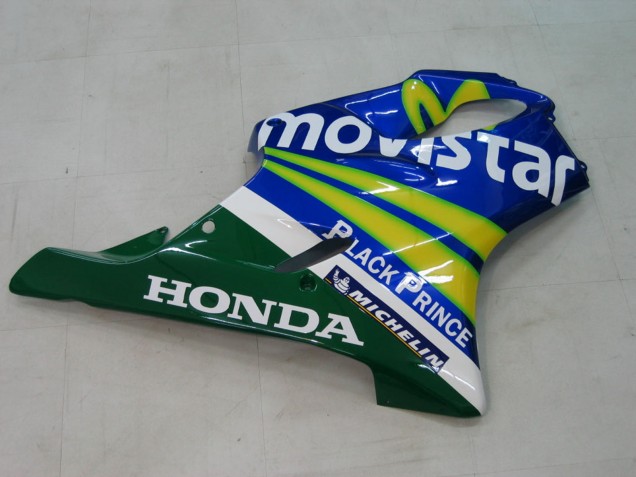 Lojas Carenagens Moto Honda CBR600 F4i 2004-2007 - Azul Amarelo Verde MoviStar