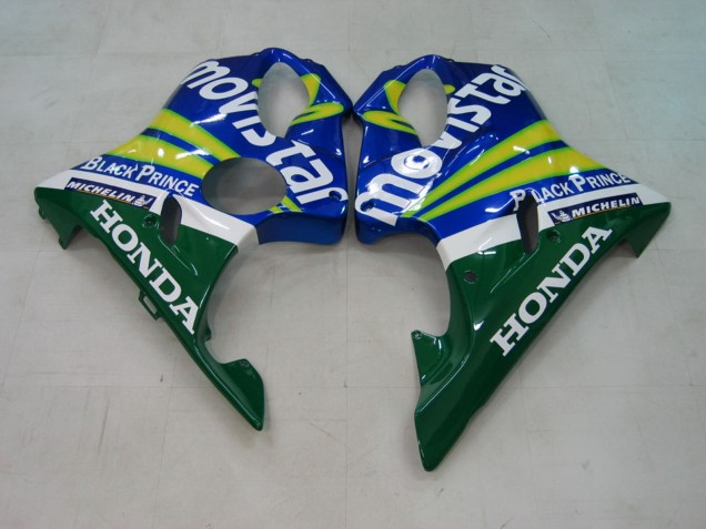 Lojas Carenagens Moto Honda CBR600 F4i 2004-2007 - Azul Amarelo Verde MoviStar
