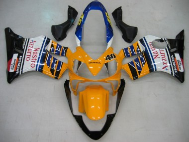 Lojas Carenagens Moto Honda CBR600 F4i 2004-2007 - Amarelo Azul Branco Preto Nastro Azzurro