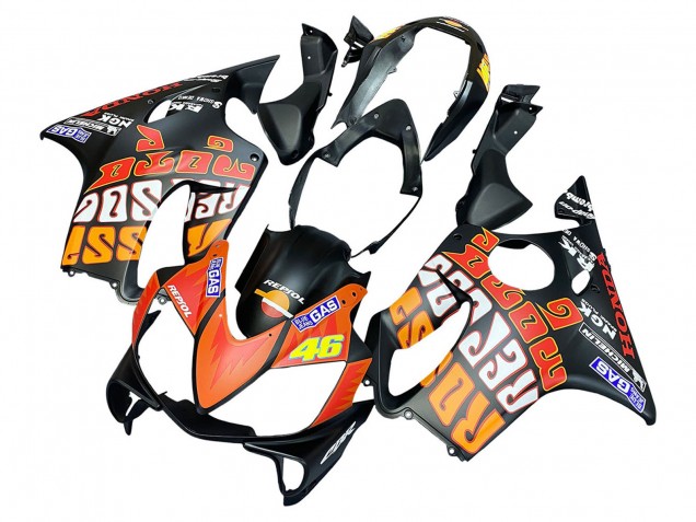 Lojas Carenagens Moto Honda CBR600 F4i 2004-2007 - Preto Fosco Laranja Rossi