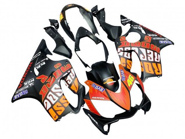 Lojas Carenagens Moto Honda CBR600 F4i 2004-2007 - Preto Fosco Laranja Rossi