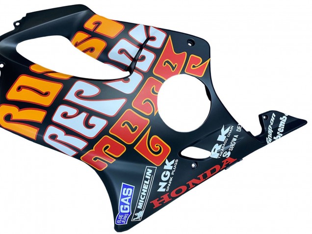 Lojas Carenagens Moto Honda CBR600 F4i 2004-2007 - Preto Fosco Laranja Rossi