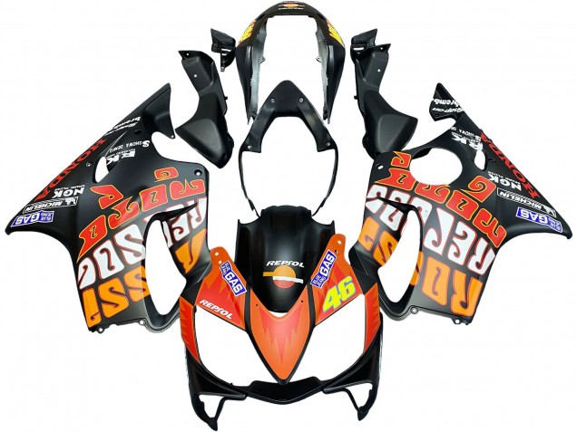Lojas Carenagens Moto Honda CBR600 F4i 2004-2007 - Preto Fosco Laranja Rossi
