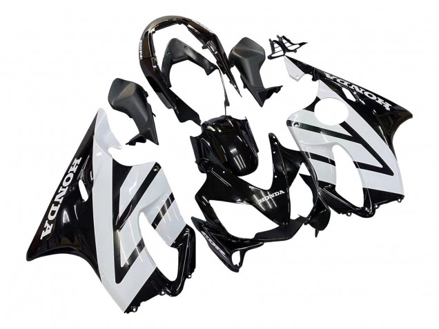 Lojas Carenagens Moto Honda CBR600 F4i 2004-2007 - Branco Preto Brilhante