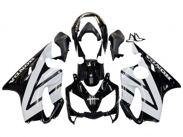 Lojas Carenagens Moto Honda CBR600 F4i 2004-2007 - Branco Preto Brilhante